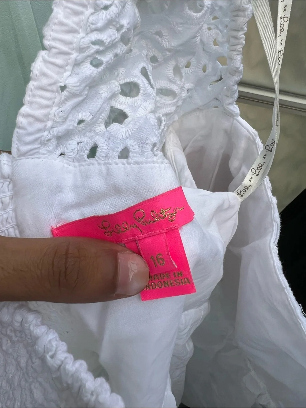 Lilly Pulitzer White Eyelet Puff-Sleeve Peplum Top